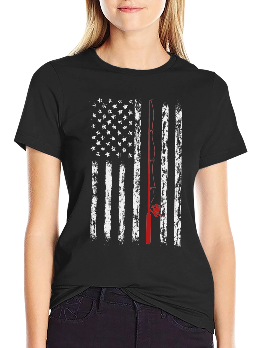Fishing American Flag Graphic Tee