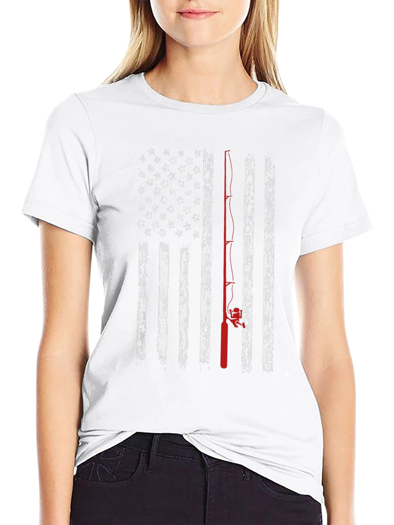 Fishing American Flag Graphic Tee
