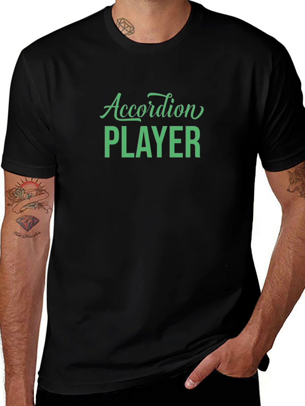 Accordion Player Black Graphic Tee Shirt