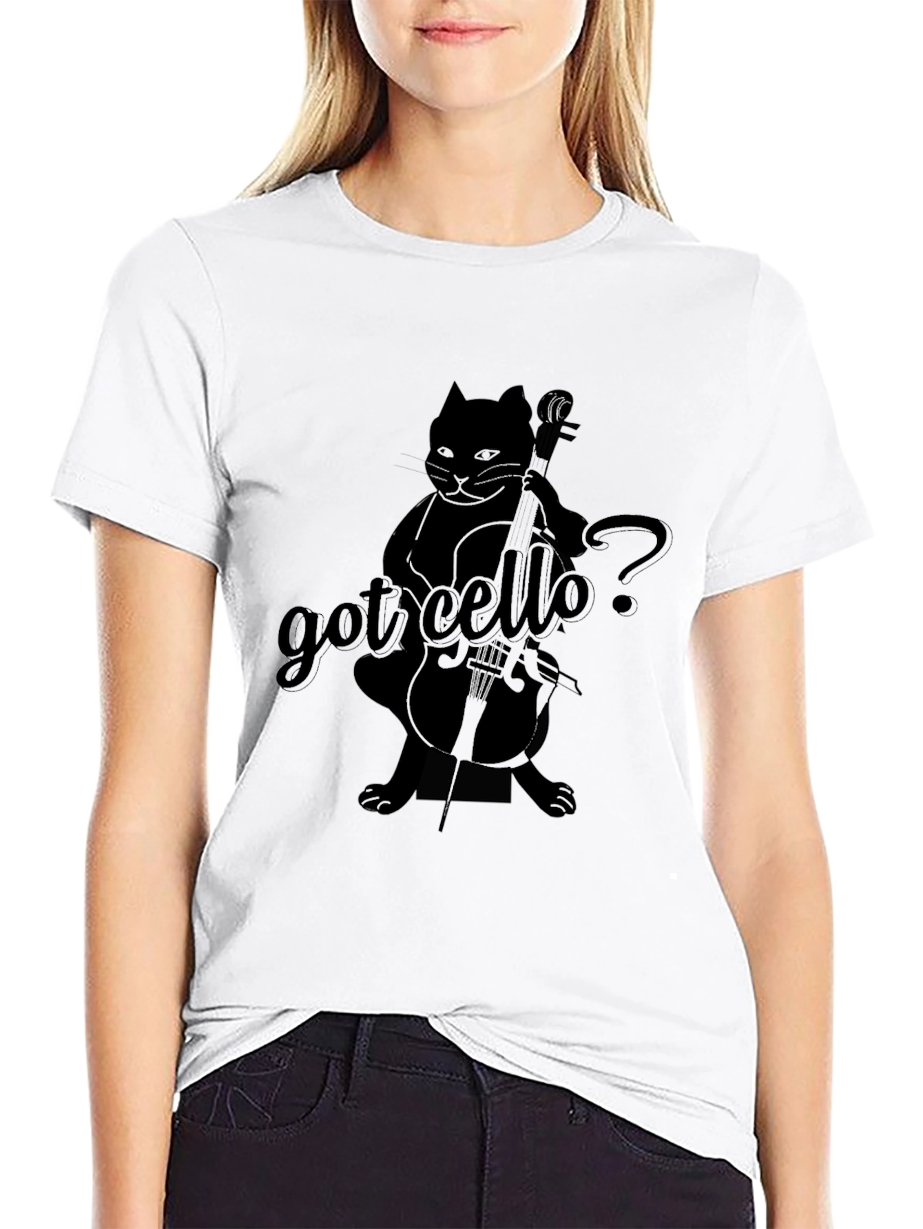 Got Cello? Funny Cat Musician Black T-Shirt