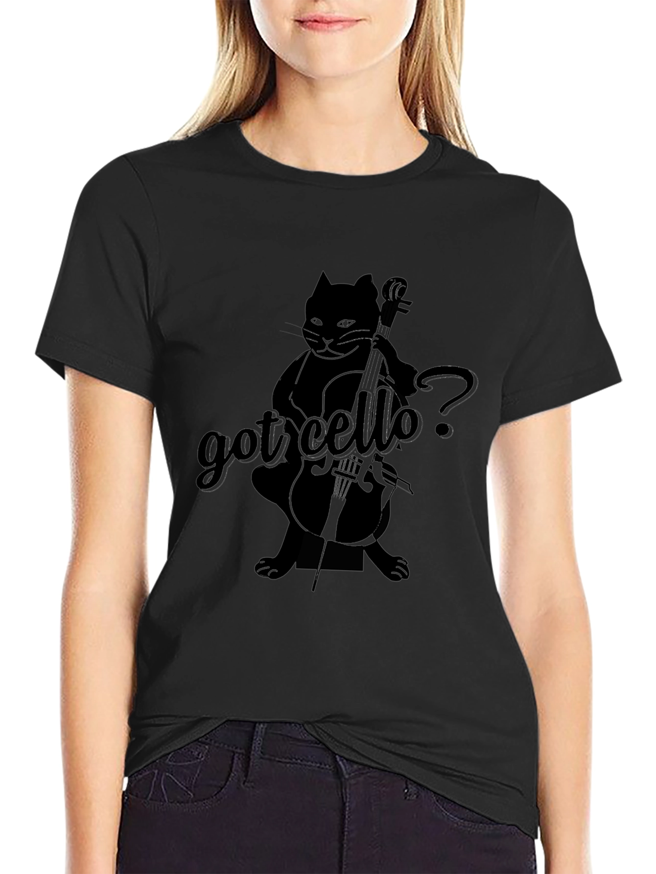 Got Cello? Funny Cat Musician Black T-Shirt