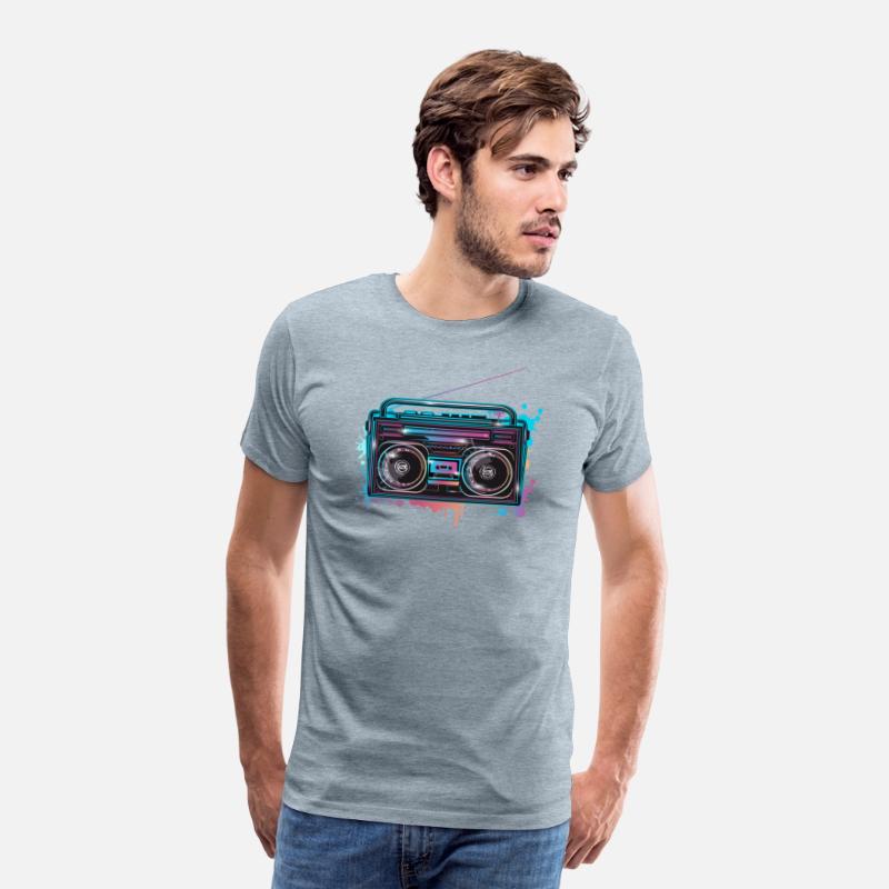 Cassette recorder in 80s neon graffiti look