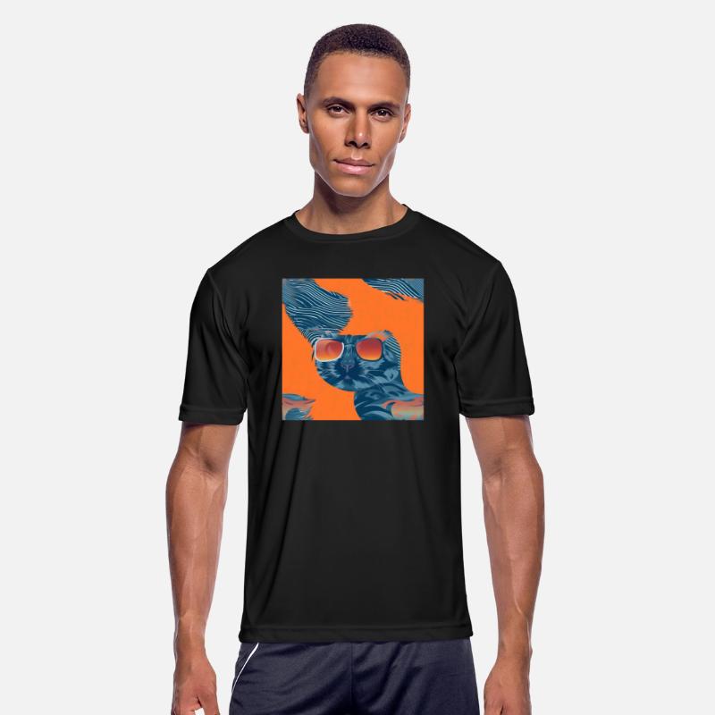 Chic Cat Silhouette: Denim Blue & Sunset Orange Ti
