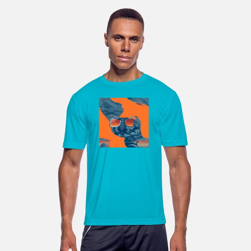 Chic Cat Silhouette: Denim Blue & Sunset Orange Ti