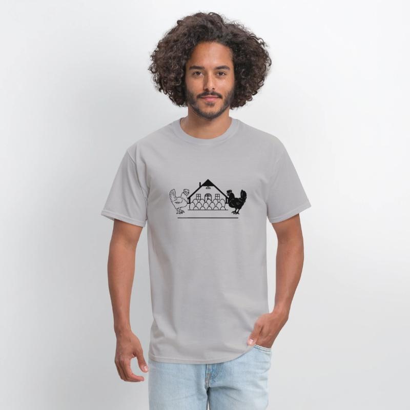 Chicken farm with black and light chicken