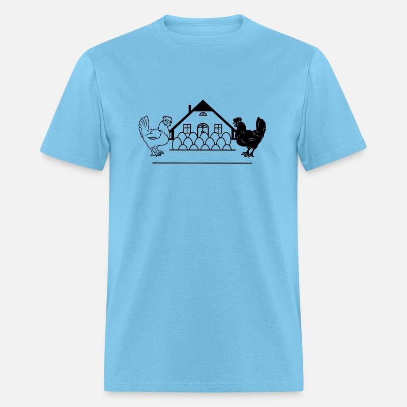 Chicken farm with black and light chicken