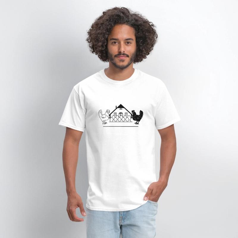 Chicken farm with black and light chicken