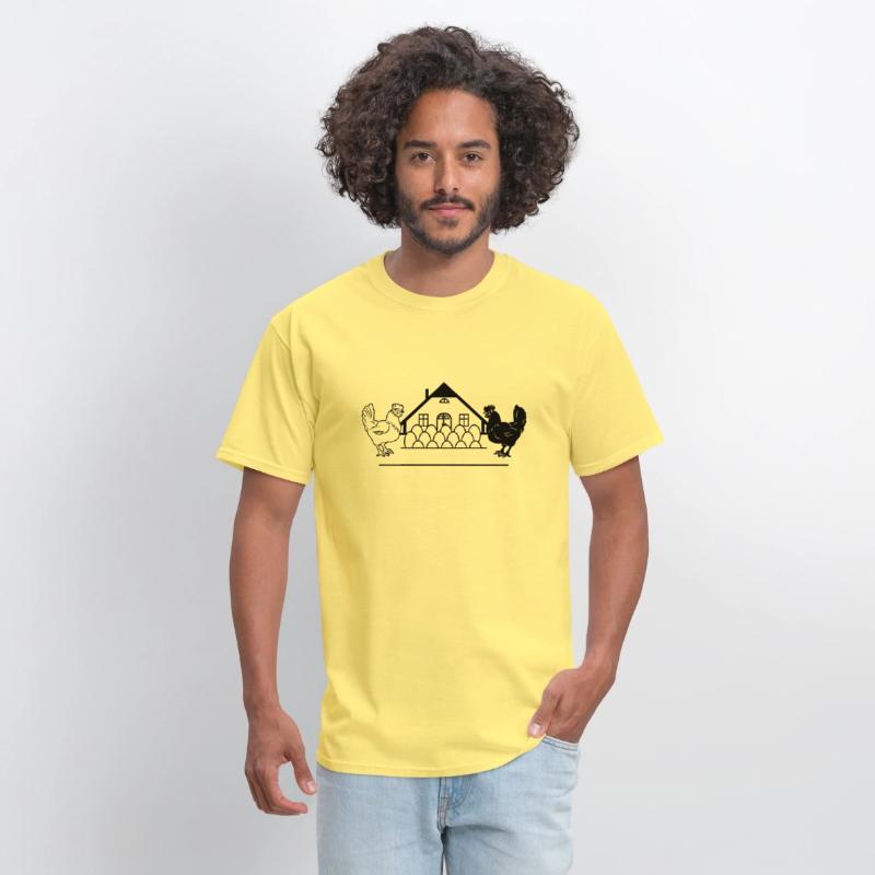 Chicken farm with black and light chicken