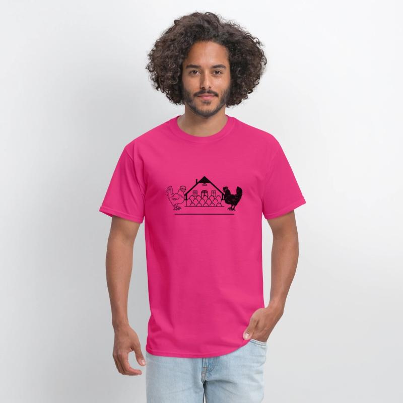 Chicken farm with black and light chicken