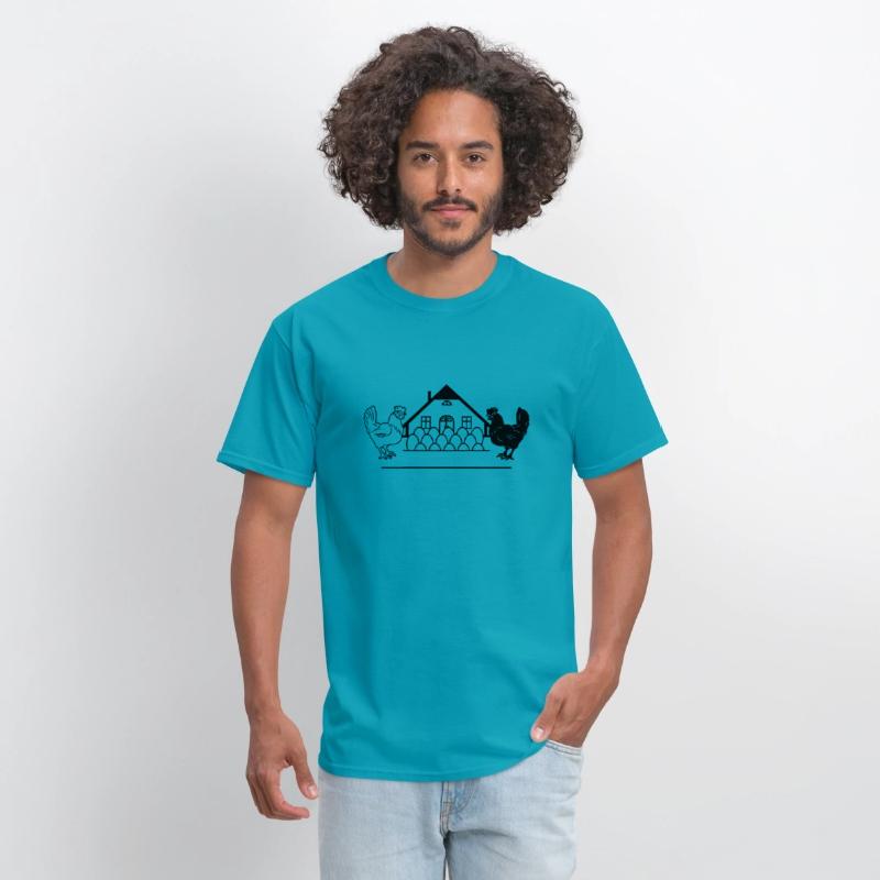 Chicken farm with black and light chicken