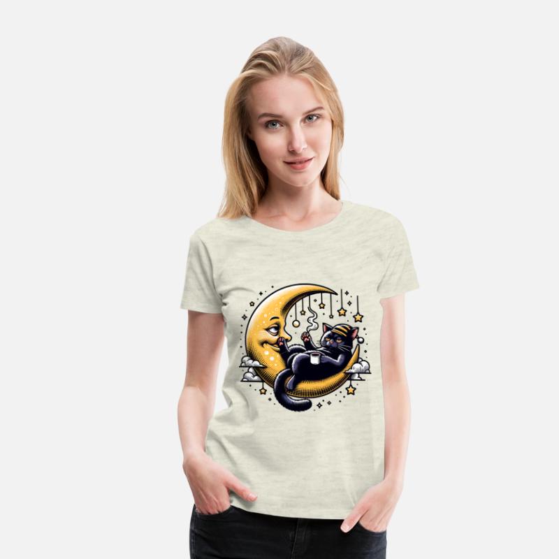 Chill Cat Relaxing on the Moon with Coffee and