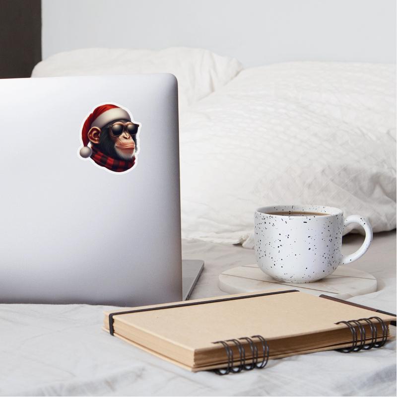 Chimpanzee with sunglasses and Santa hat