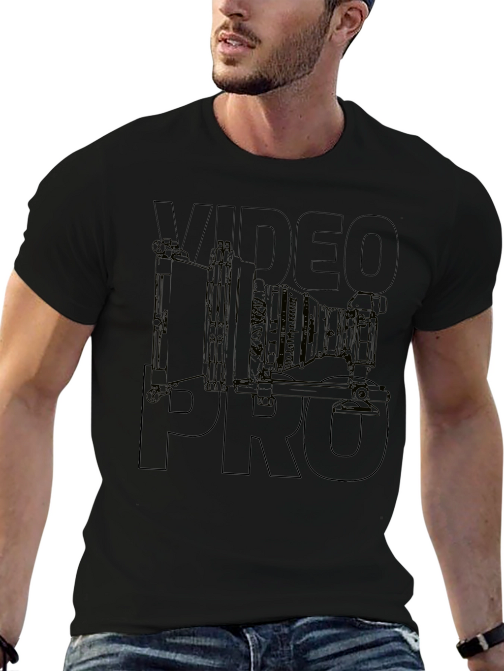 Video Pro T-Shirt - Camera Design Black Tee