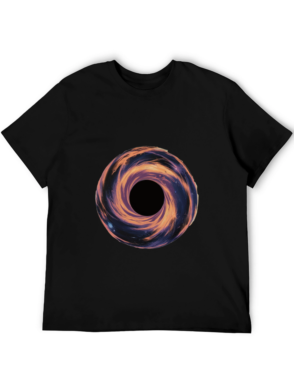 Galaxy Vortex Graphic T-Shirt - Black Casual Tee