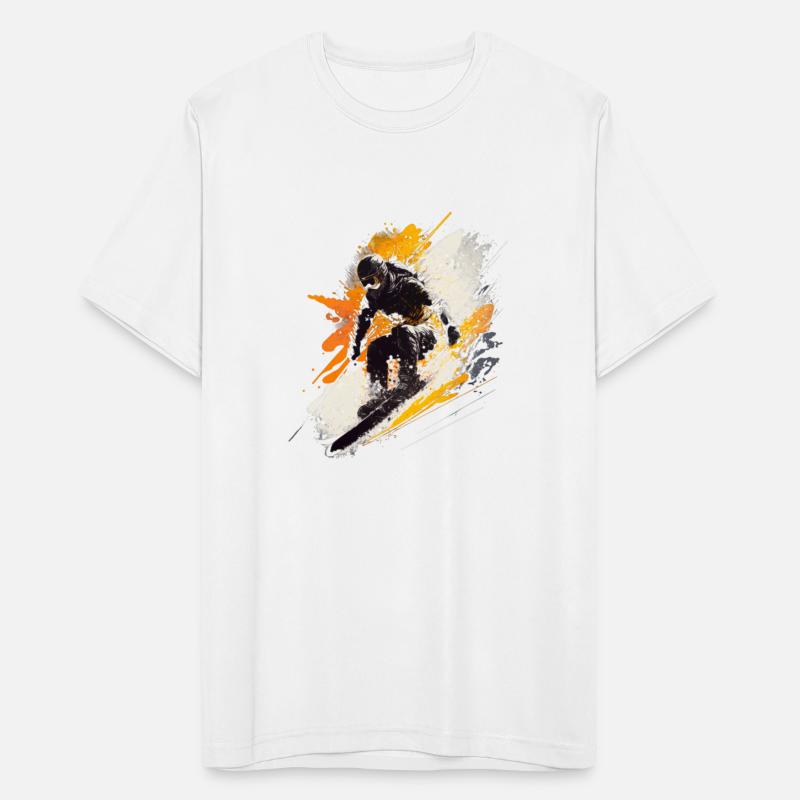 cool skier riding through the powder
