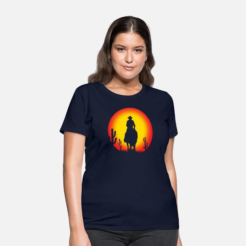 cowboy on horse - sunset