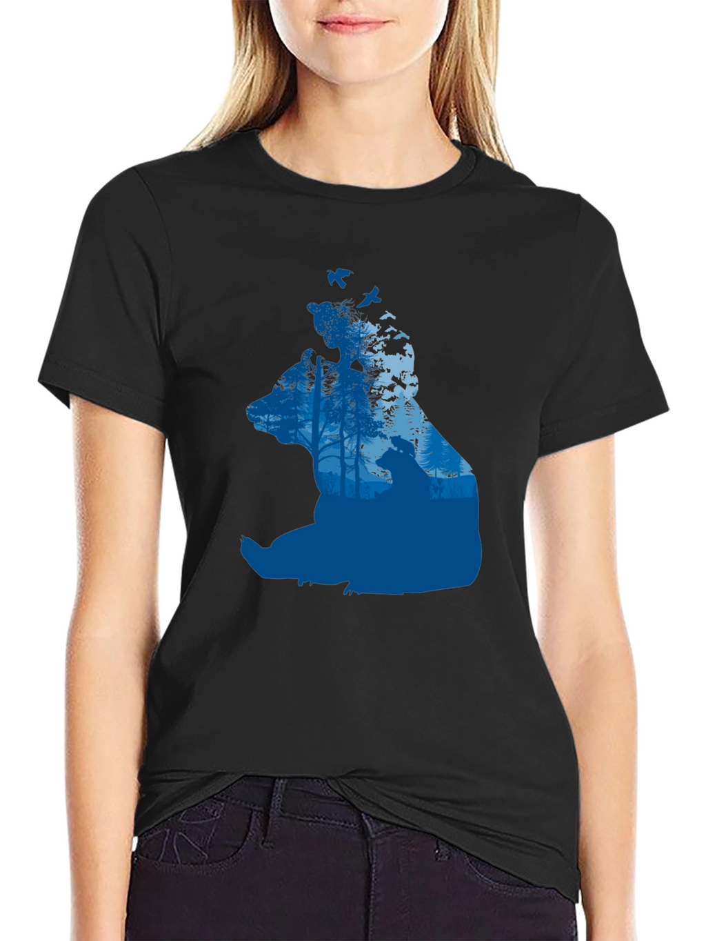 Bear Silhouette Forest Graphic T-Shirt