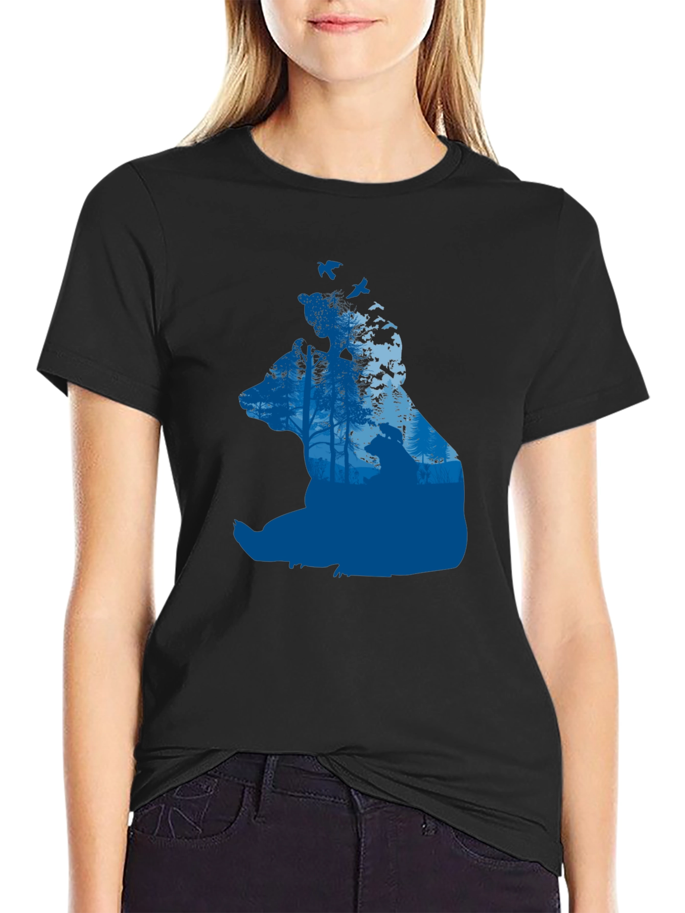 Bear Silhouette Forest Graphic T-Shirt
