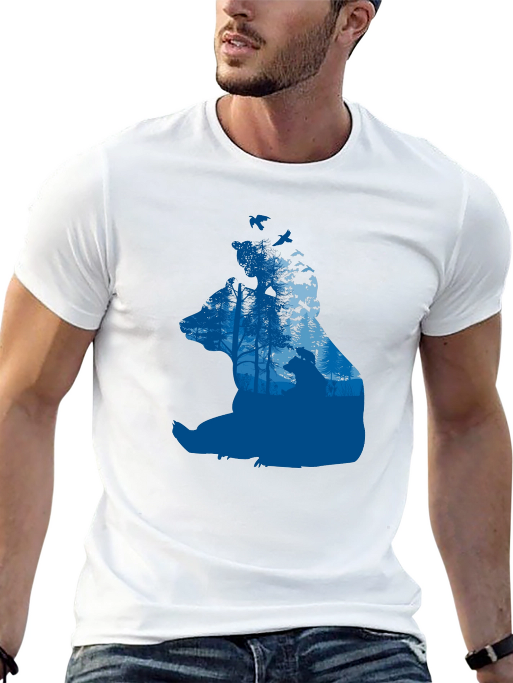 Bear Silhouette Forest Graphic T-Shirt