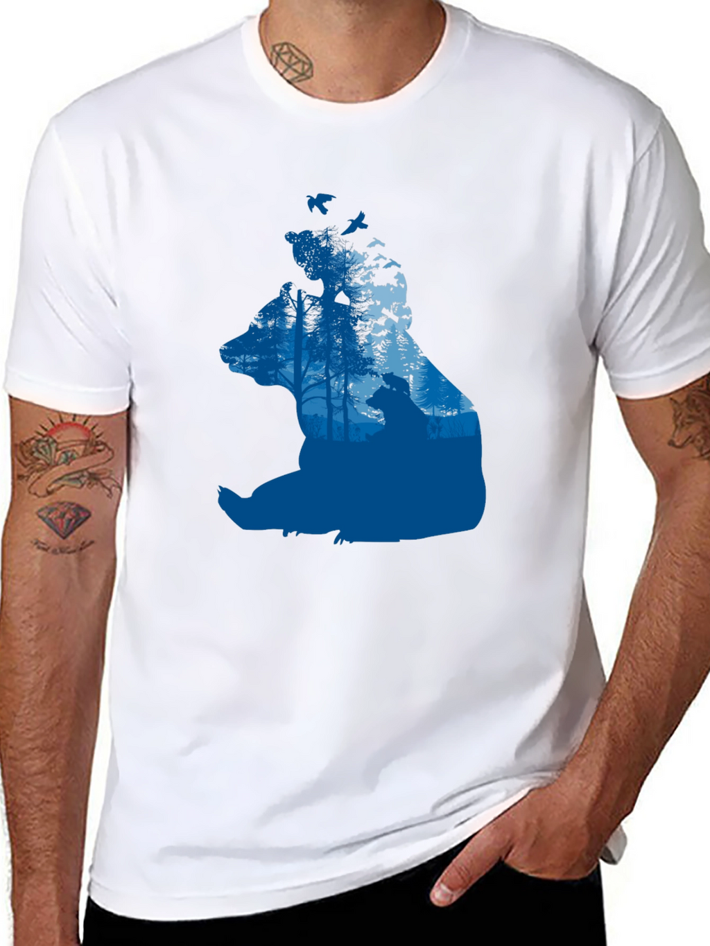 Bear Silhouette Forest Graphic T-Shirt