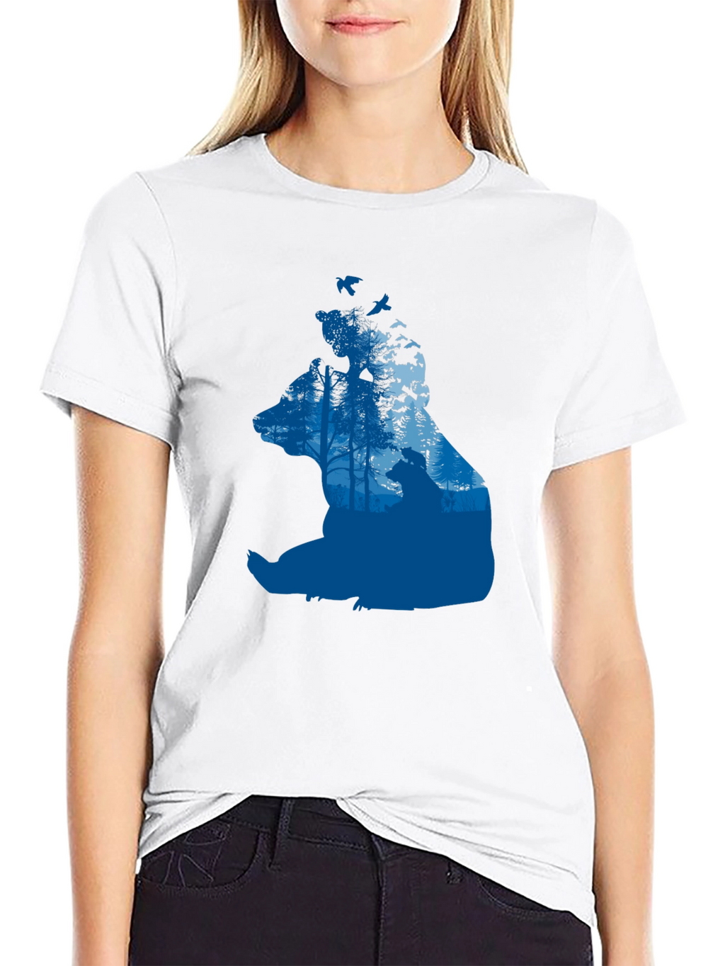 Bear Silhouette Forest Graphic T-Shirt