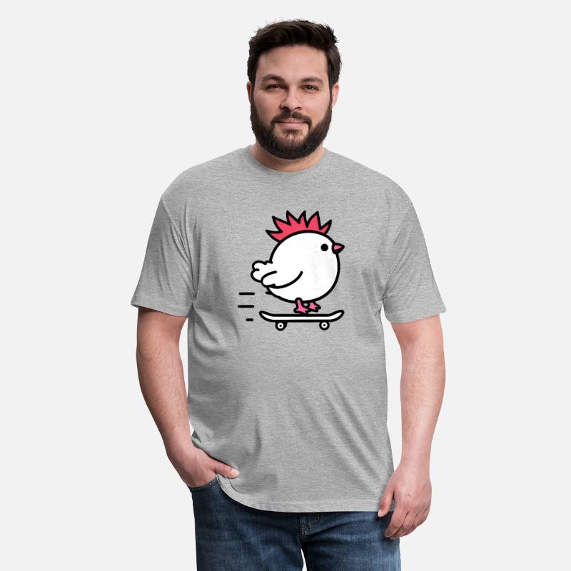 Cute White Chicken Character Skateboarding