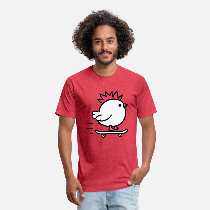 Cute White Chicken Character Skateboarding