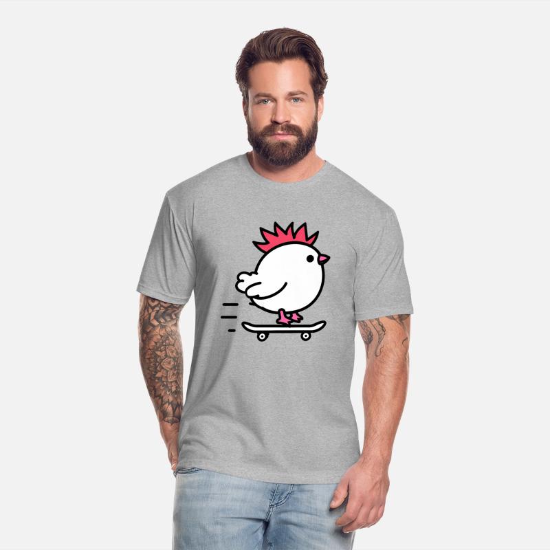 Cute White Chicken Character Skateboarding