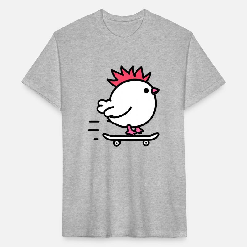 Cute White Chicken Character Skateboarding