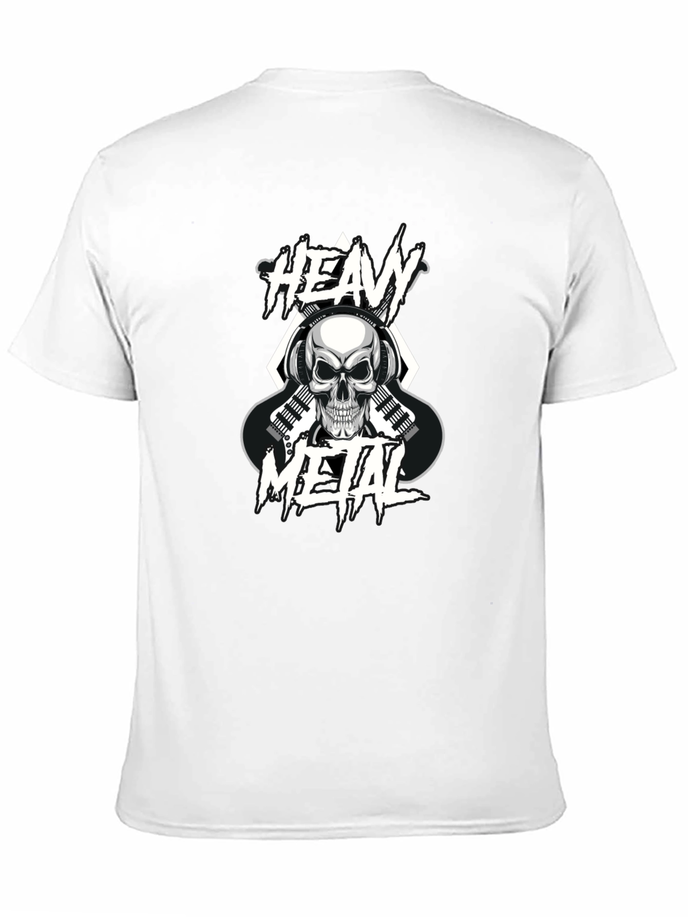 Heavy Metal Skull Graphic Black T-Shirt