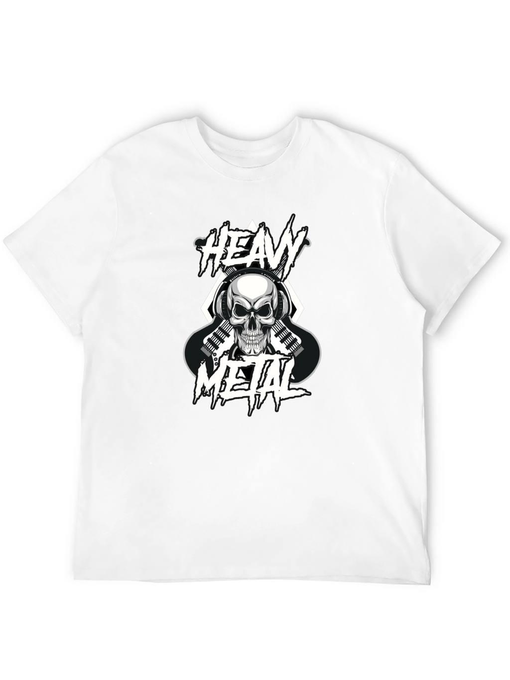 Heavy Metal Skull Graphic Black T-Shirt