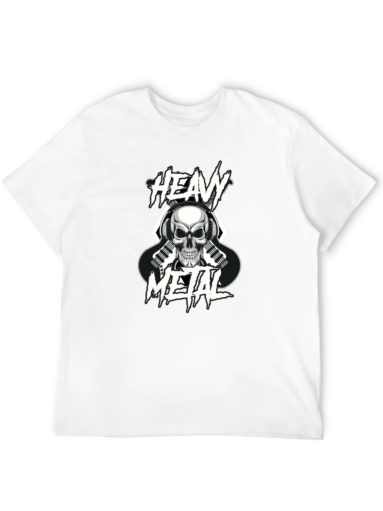 Heavy Metal Skull Graphic Black T-Shirt