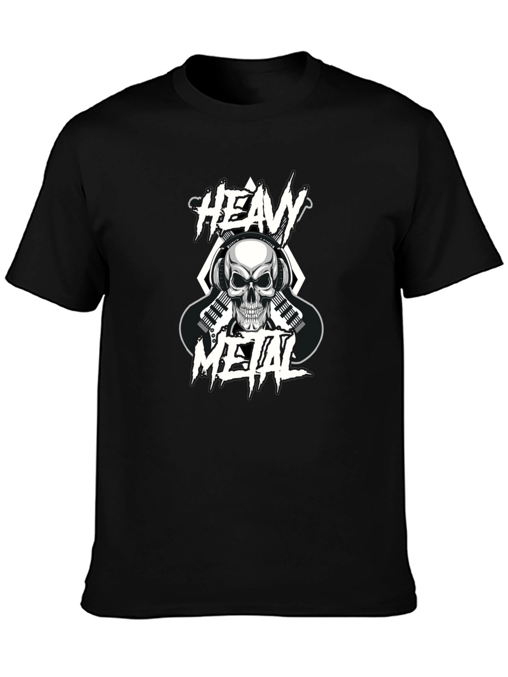 Heavy Metal Skull Graphic Black T-Shirt