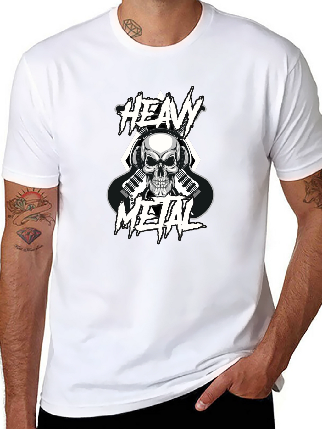 Heavy Metal Skull Graphic Black T-Shirt