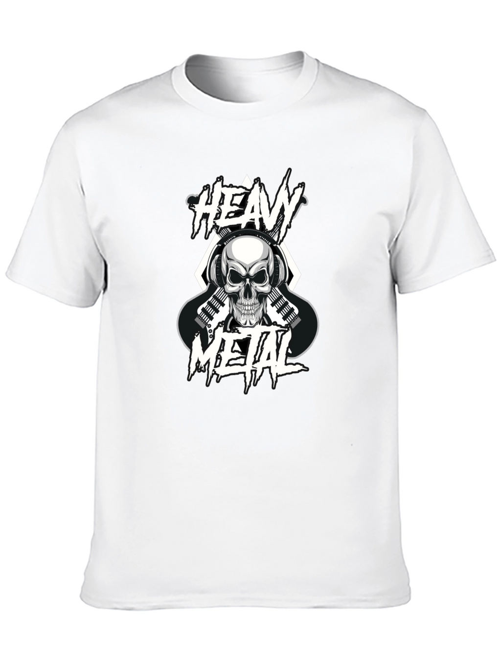 Heavy Metal Skull Graphic Black T-Shirt