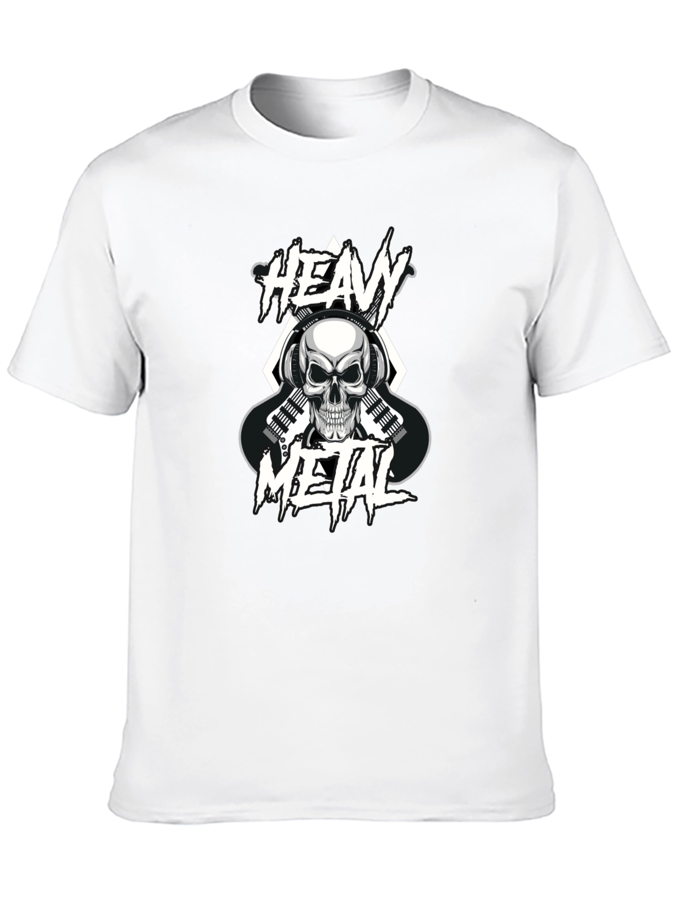 Heavy Metal Skull Graphic Black T-Shirt