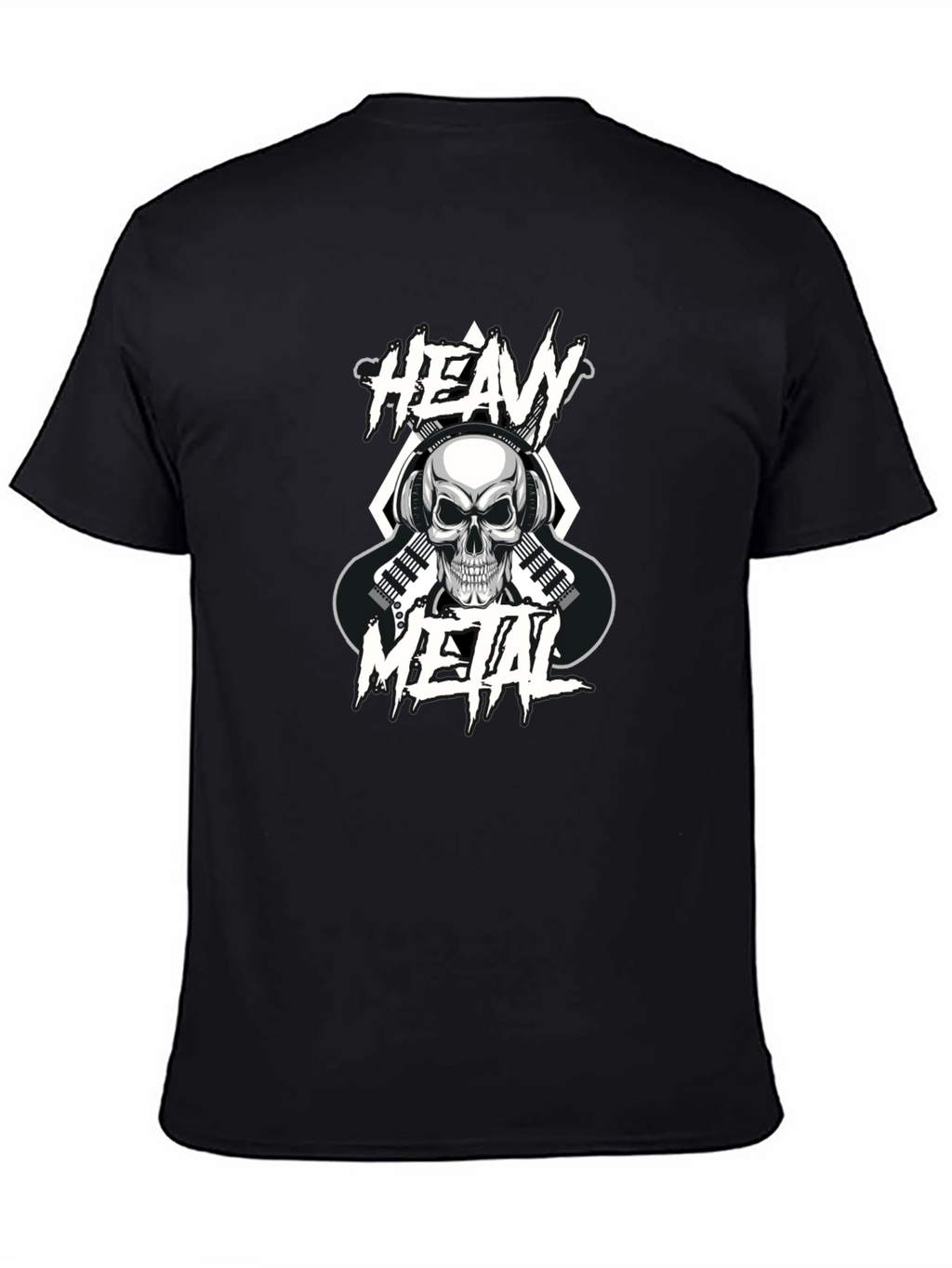 Heavy Metal Skull Graphic Black T-Shirt