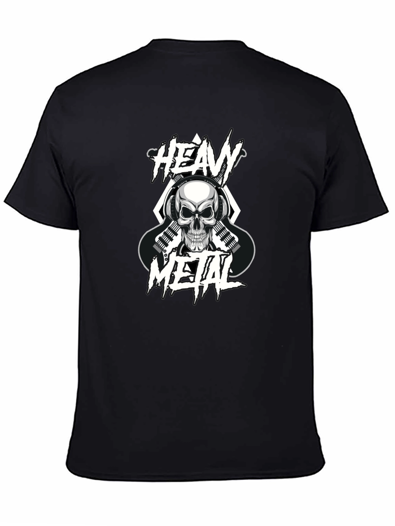 Heavy Metal Skull Graphic Black T-Shirt