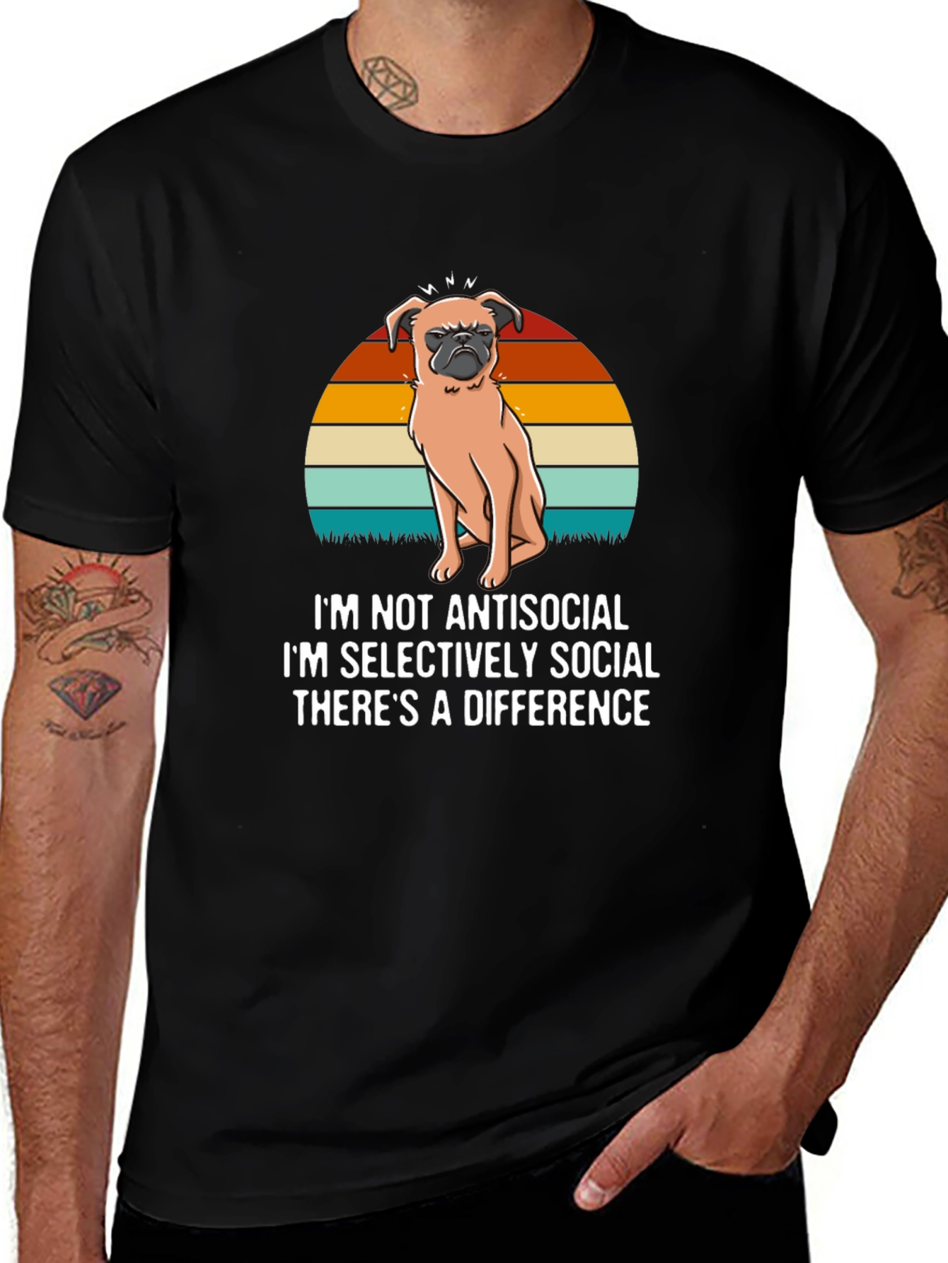 Antisocial Pug T-Shirt - Novelty Dog Lover Tee