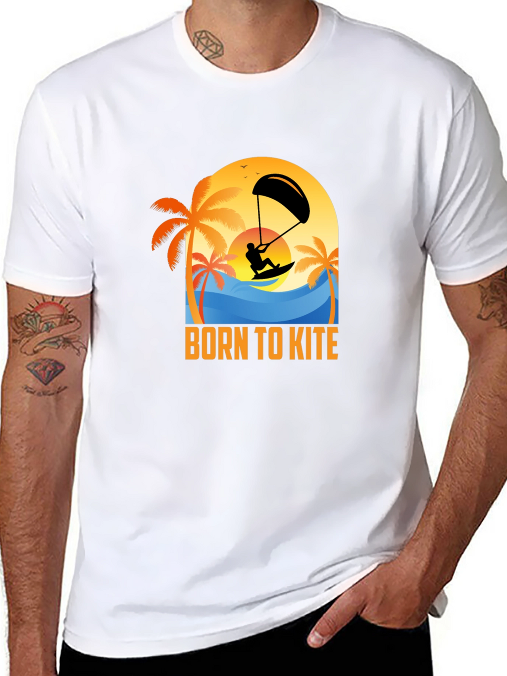 Born to Kite T-Shirt: Kitesurfing Beach Design