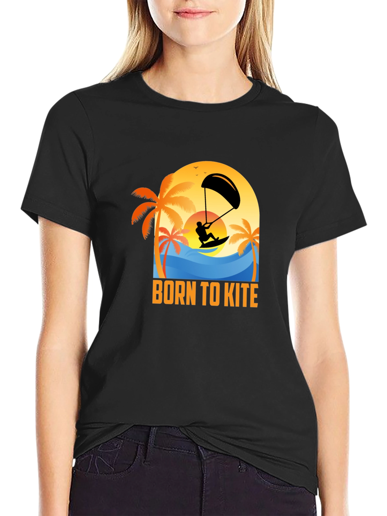 Born to Kite T-Shirt: Kitesurfing Beach Design