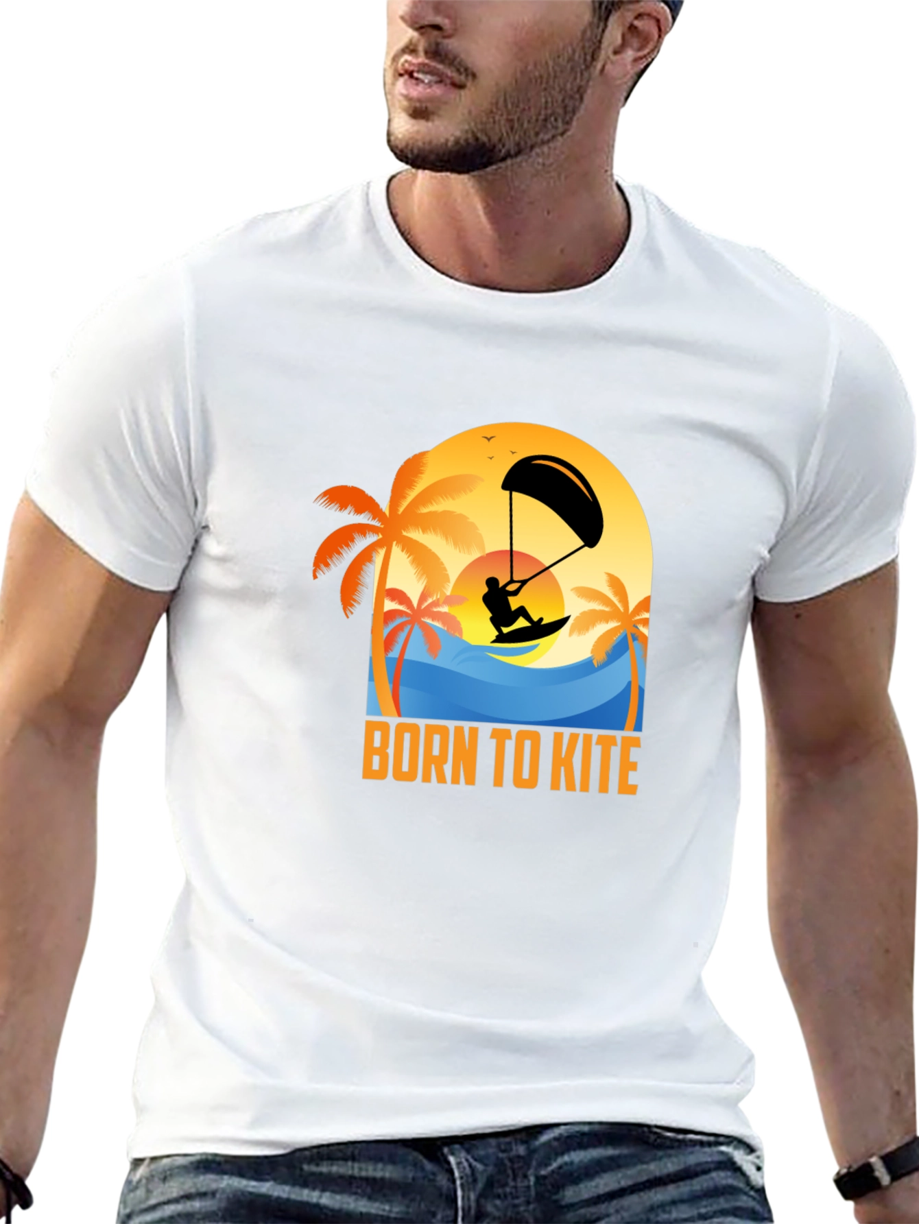 Born to Kite T-Shirt: Kitesurfing Beach Design