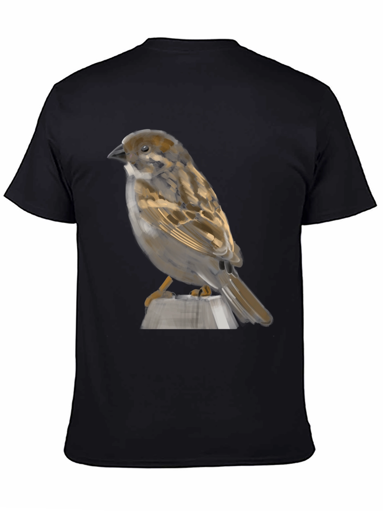 Sparrow Graphic Print Black T-Shirt
