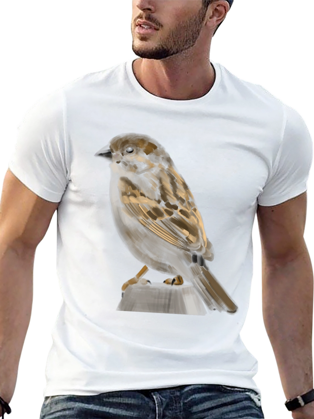 Sparrow Graphic Print Black T-Shirt