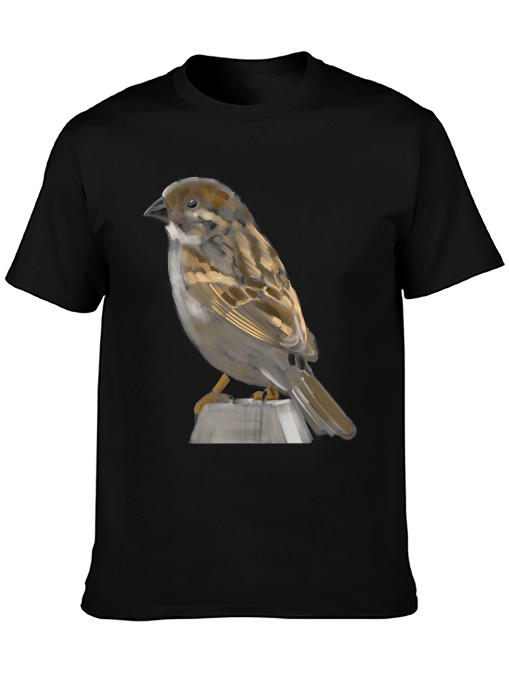 Sparrow Graphic Print Black T-Shirt