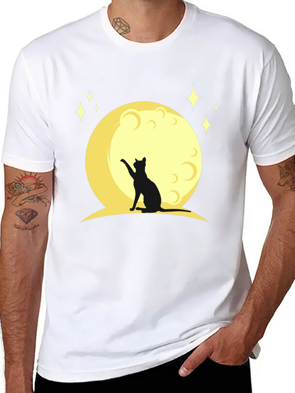 Black Cat Moon Graphic T-Shirt