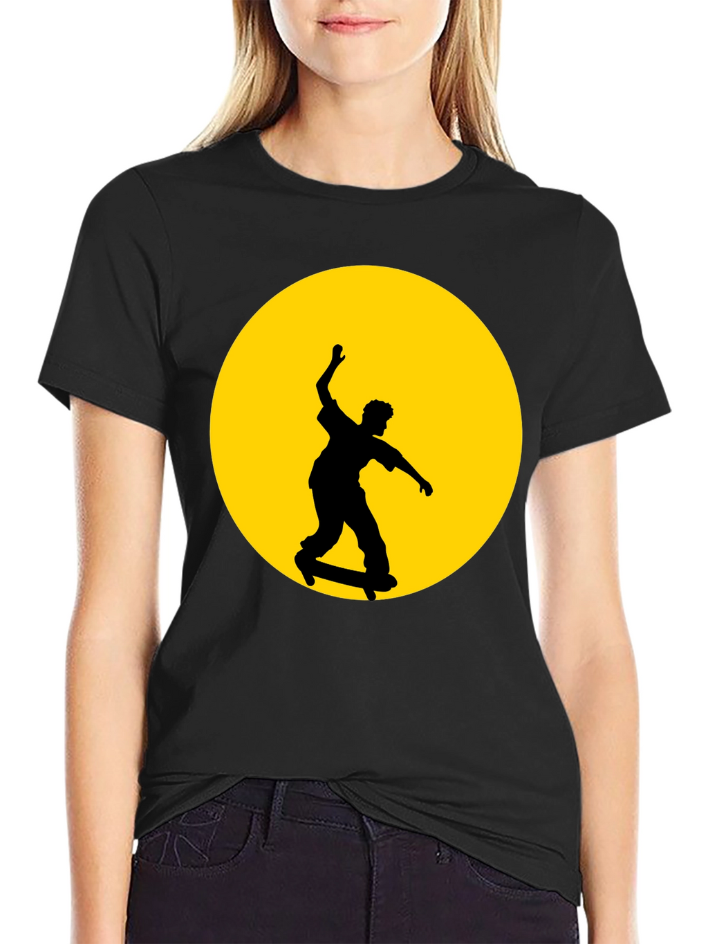 Skateboarding Silhouette Graphic Tee - Black
