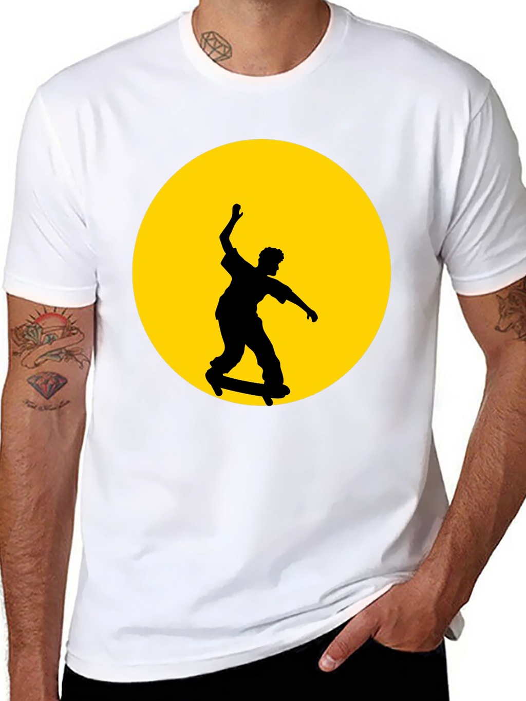 Skateboarding Silhouette Graphic Tee - Black