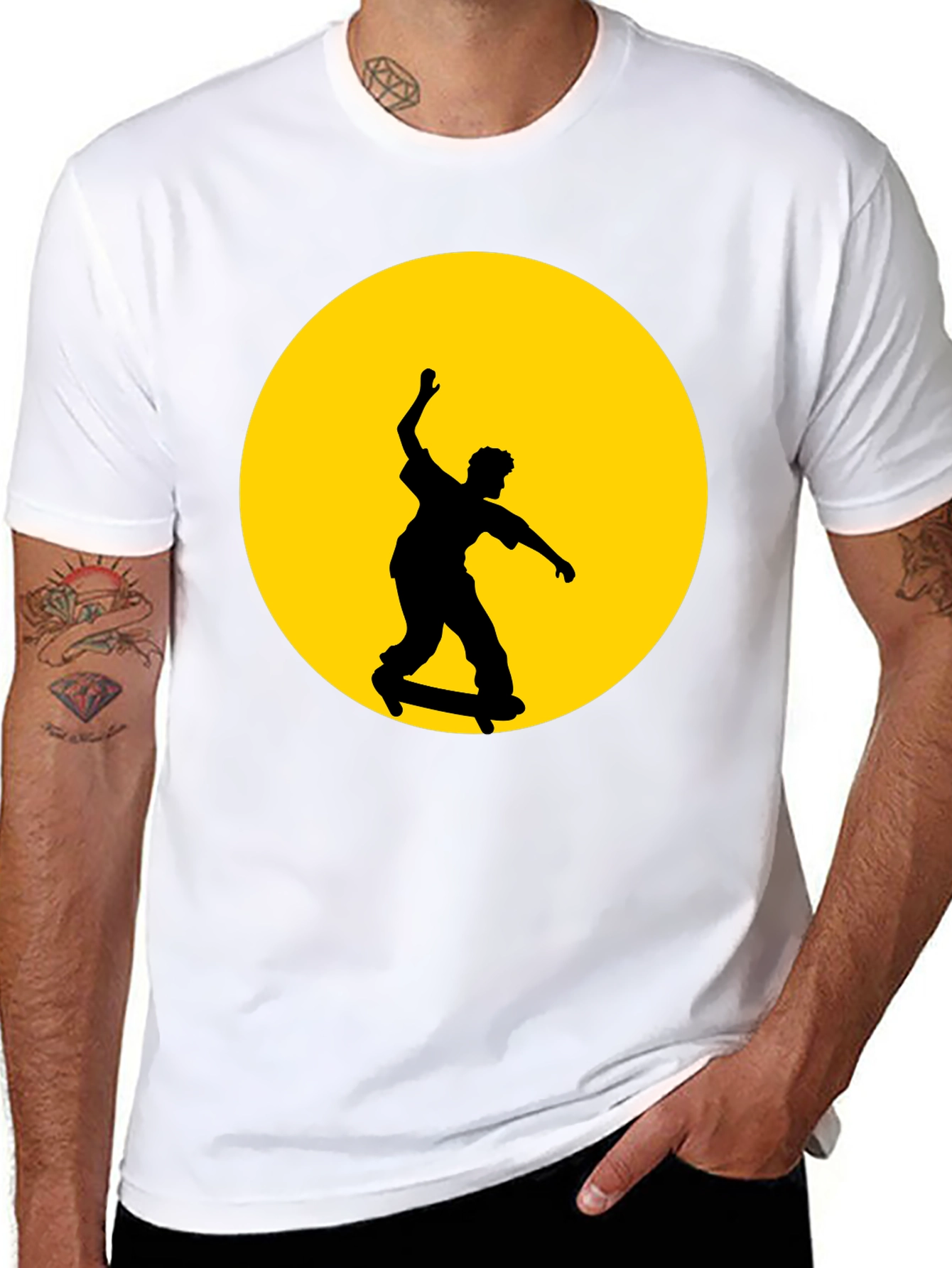 Skateboarding Silhouette Graphic Tee - Black
