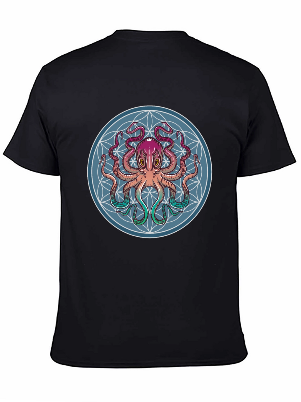 Octopus Mandala Graphic Tee - Black Cotton T-Shirt